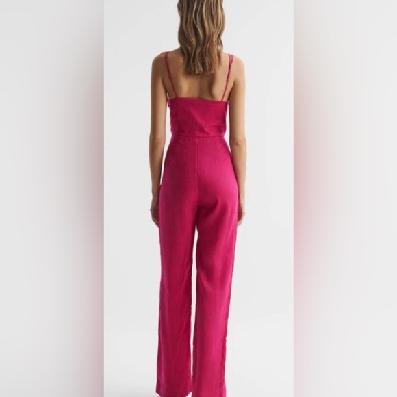 NWT REISS Emilia Tie Front Linen Jumpsuit SIZE 6 - Picture 3 of 12